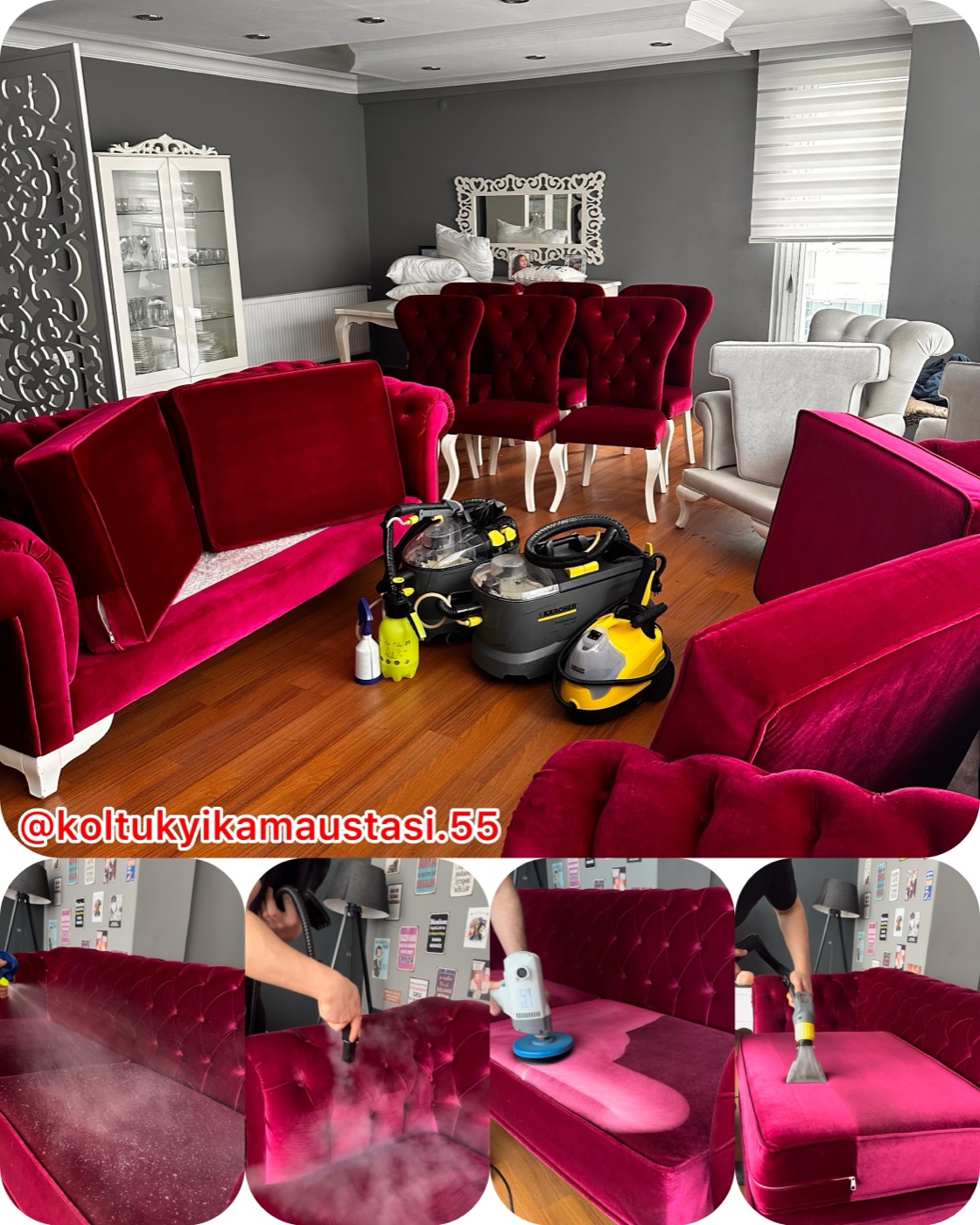 Temizlenmiş salon koltuğu