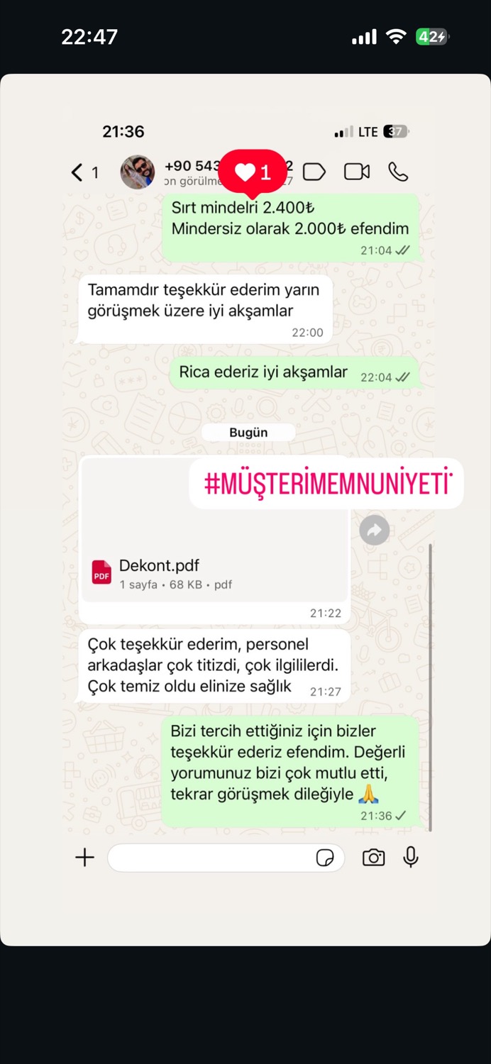 WhatsApp müşteri memnuniyeti ekran görüntüsü