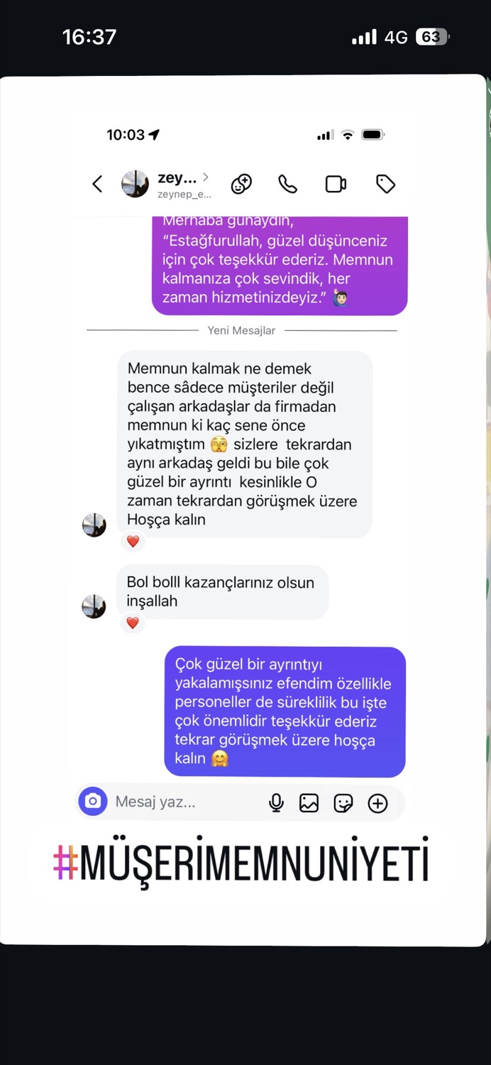 Tekrar hizmet alan müşteri yorumu ekran görüntüsü