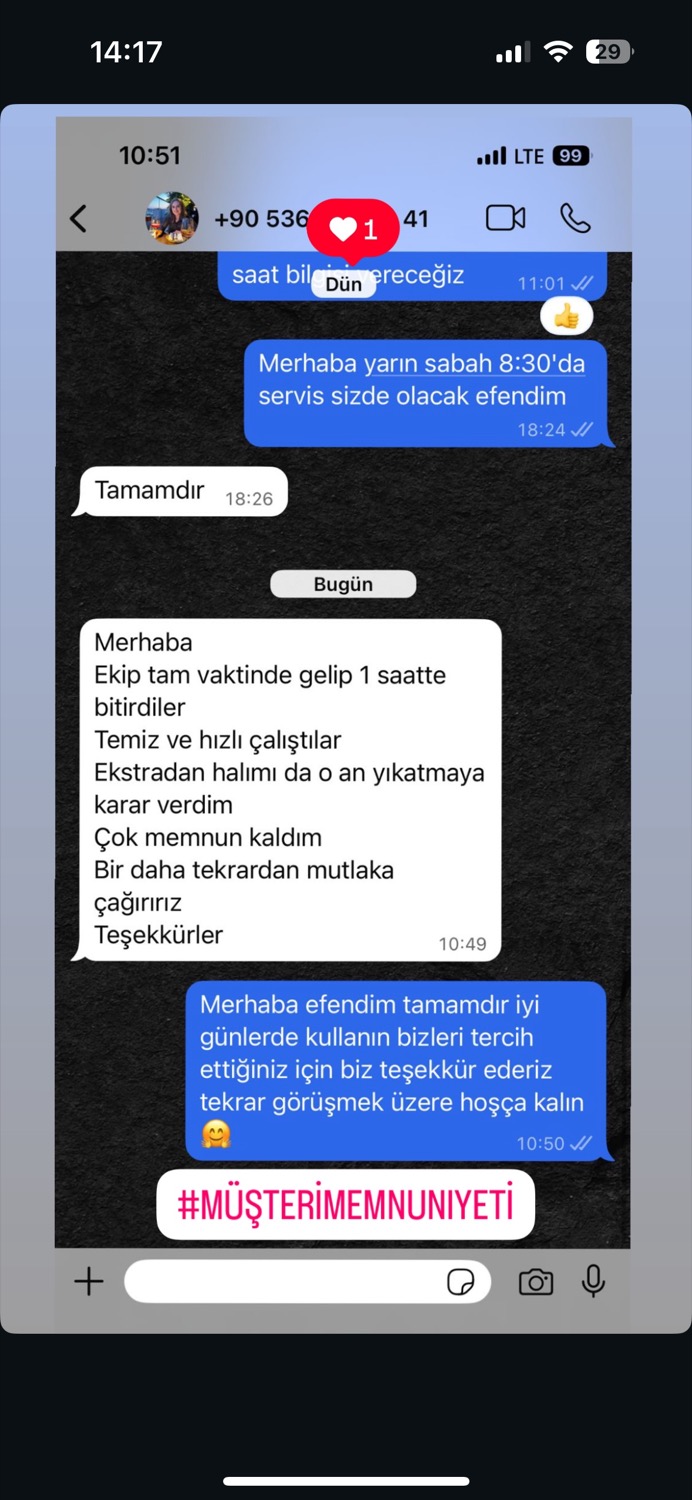 Hızlı temizlik müşteri yorumu ekran görüntüsü